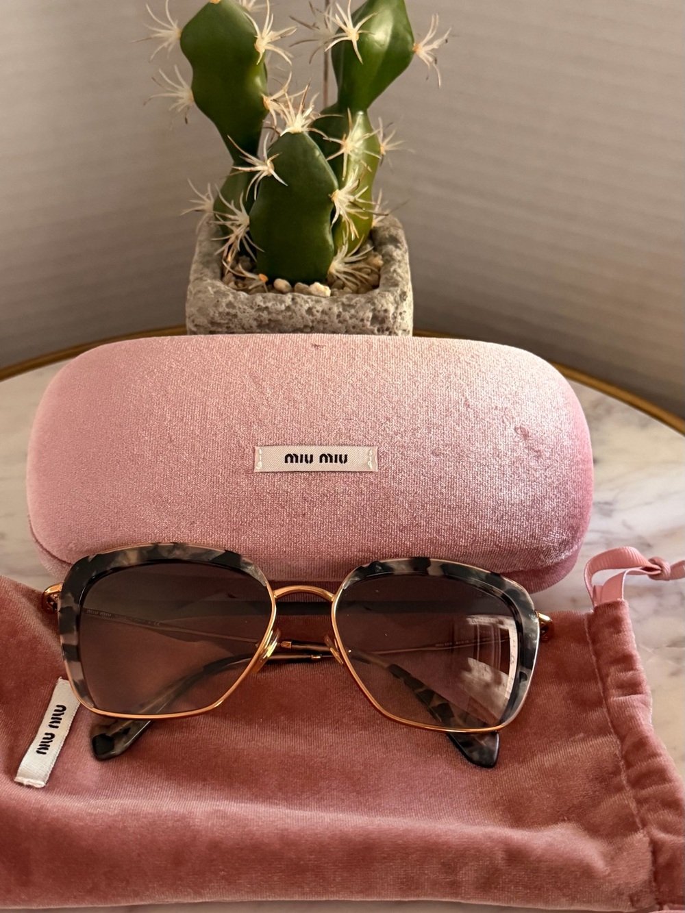 Miu Miu Pink Tortoiseshell Women's Sunglasses